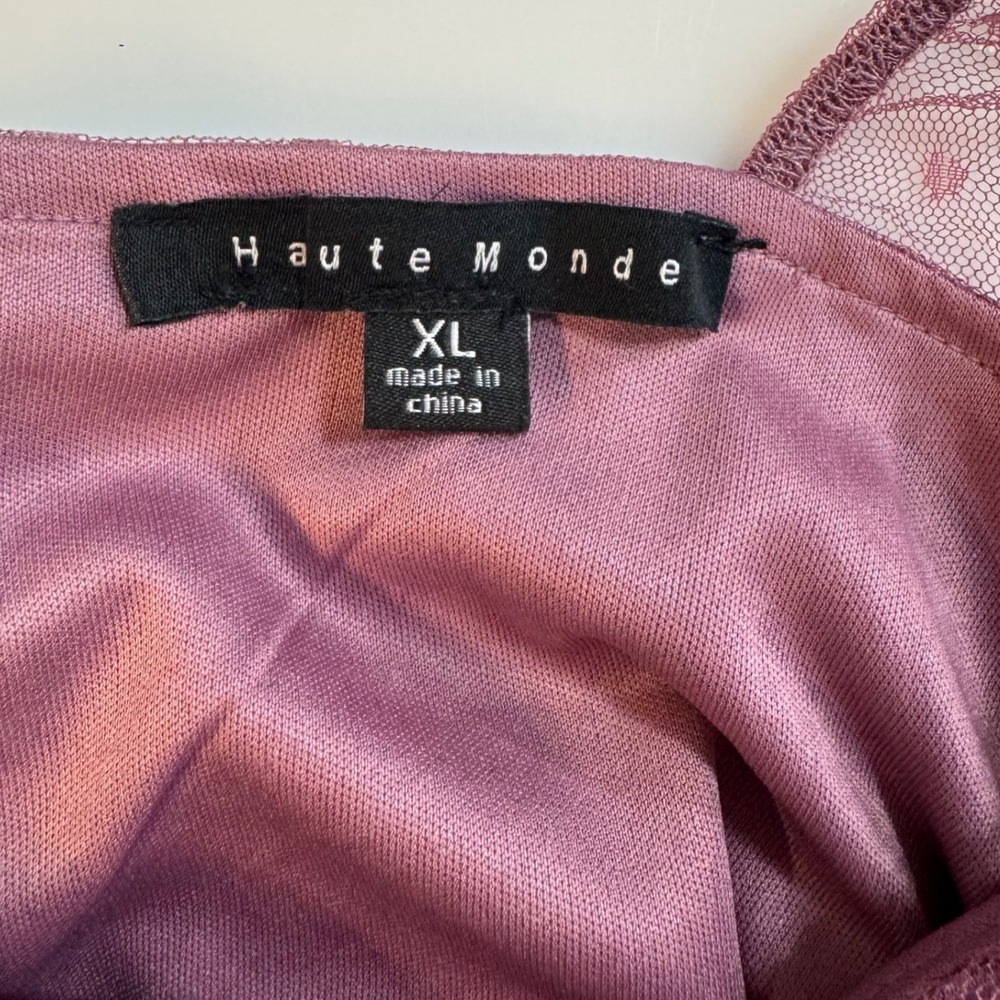 Haute Monde NWT Mauve Ruched Swiss Dot Mesh Bodycon Mini Dress XL - Picture 4 of 5